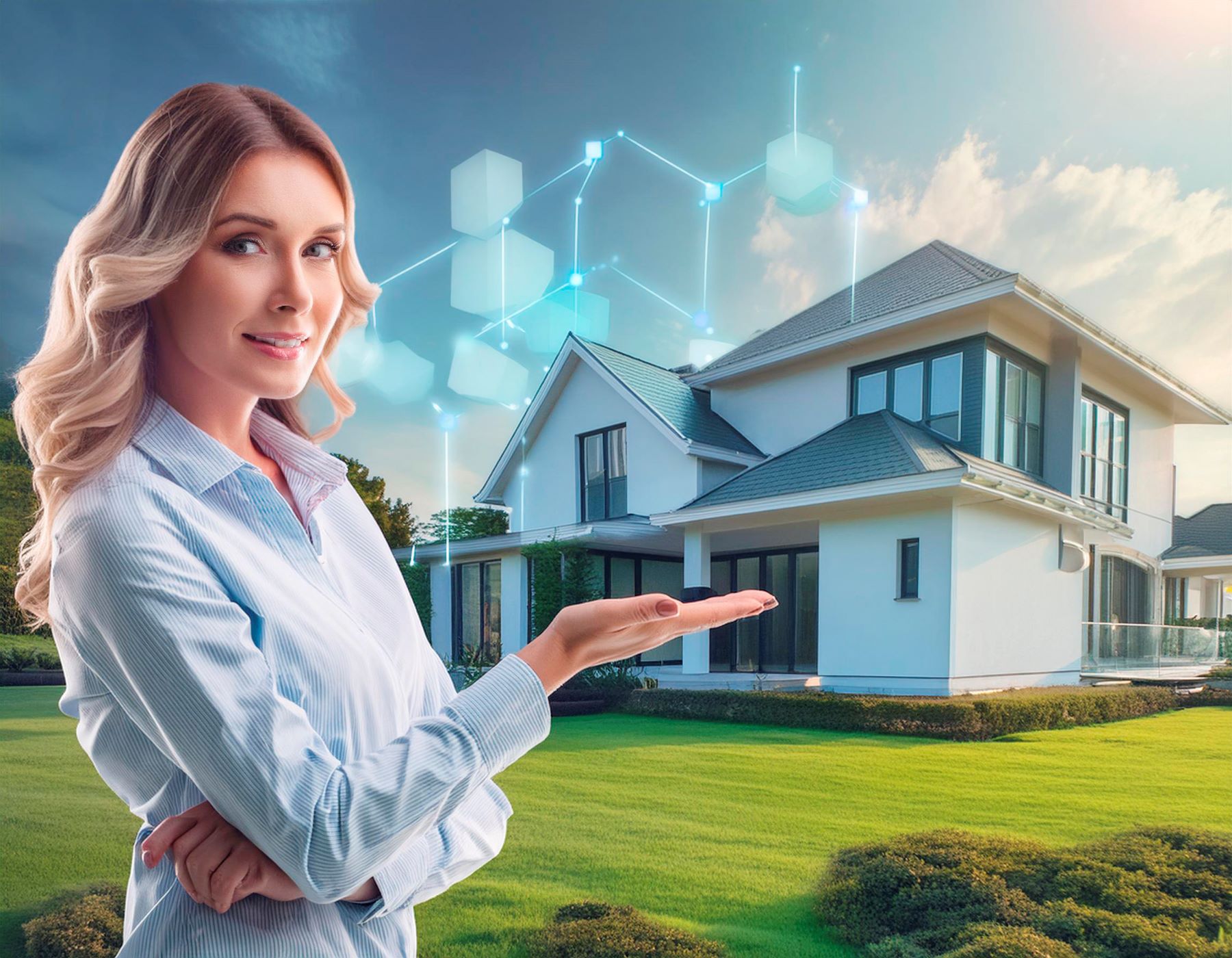 real-estate-woman-agent-showing-house-through-artificial-intelligence-modern-technologies